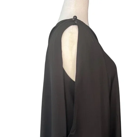 Black One-Shoulder Beaded Maxi Dress w/ Cloak Sleeve – Size XL (NWOT) – GWP - Picture 2 of 8